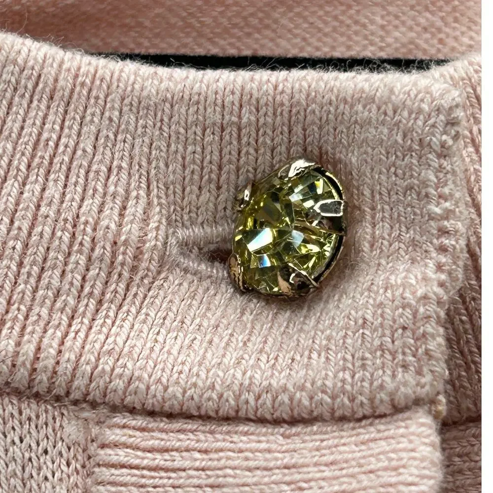 Kate Spade Silk Blend Cardigan Blush Gold Tone Gem Buttons Women Medium